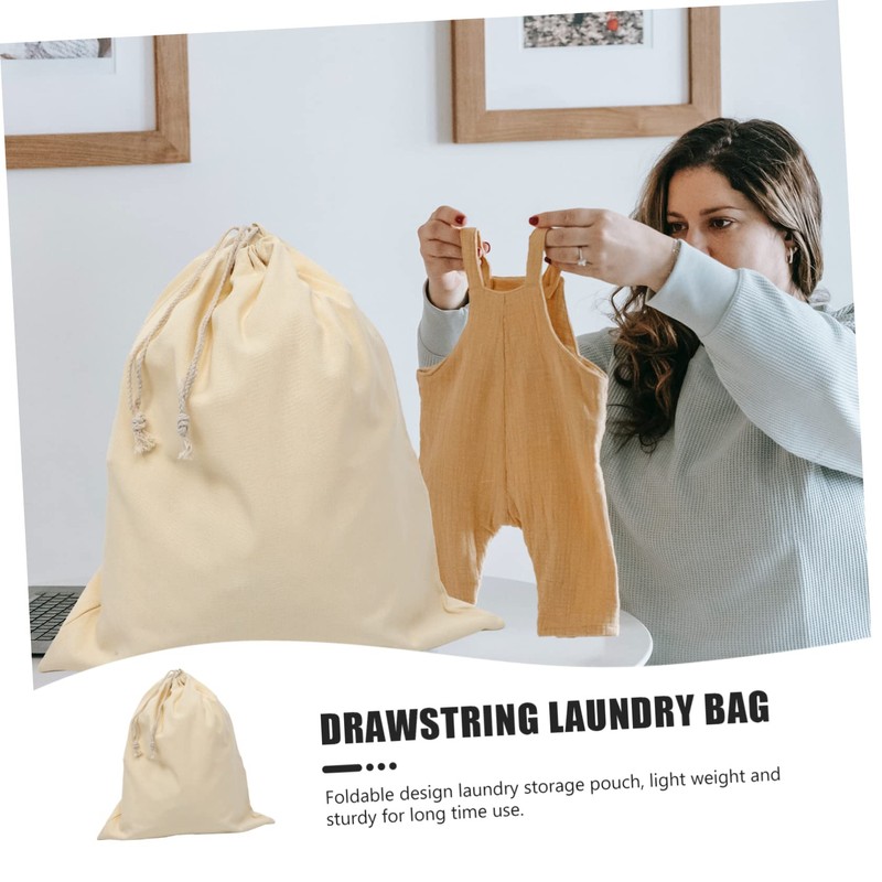 Ciieeo Unique Designtravel Drawstring Bags Canvas Laundry Bag Closure Pockets