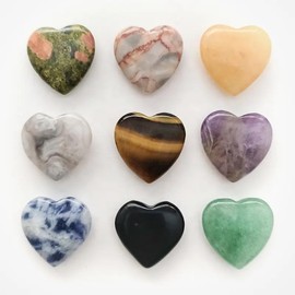 15pcs Mini Crystal Heart Natural Healing Crystals Bulk Polished Stone.