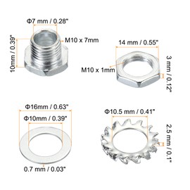 PATIKIL M10 Thread 10mm Tall Hex Hollow Screw Bolts, 4 in 1 / 60Pieces Through Hole Bolt Chandelier Fasteners with Hex Nut and Gasket