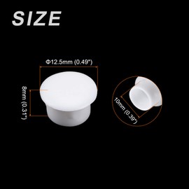 METALLIXITY Screw Hole Plugs (10mm Dia x 12.5mm Cap Dia x 8mm H) 30Pcs, Plastic Shelf Peg Cap Cover Button - for Kitchen Cupboard Furniture, White