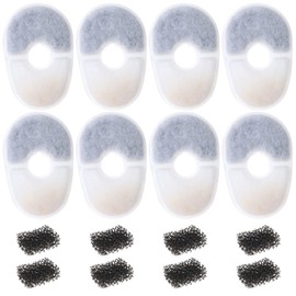 SING F LTD 8PCS Pet Water Fountain Filters with 8PCS Filter Sponge Compatible with Avocado Water Fountain Replacement Filters Cat Dog Water Dispenser Filters