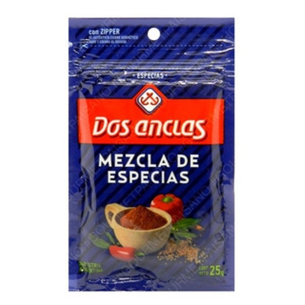 Dos Anclas Mezcla de Especias Mixed Spices Oregano, Paprika, Ground Chile Coriander, Laurel & Cinnamon, 25 g / 0.88 oz pouch (pack of 3)
