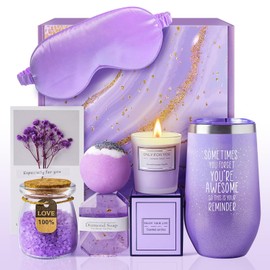 The Valentine's Day Gifts for Women, Relaxing Spa Gift Basket Set, Unique Gift Ideas for Women, Perfect Gifts for Mom Sister Best Friend Wife, Coworker Teacher Nurse Gifts for Women (Purple)