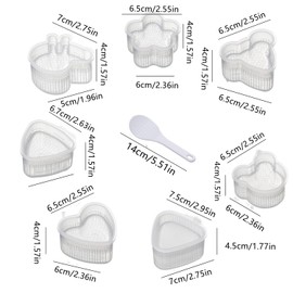 RUIENGCOMM 8Pcs Cartoon Onigiri Mould Rice Ball Maker Sushi Making Kit Craft Homemade Sushi Classic Triangle Sushi Mould Rice Ball Mould Set for Home Kitchen Restaurants