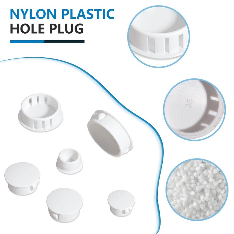 White Nylon Plastic Hole Plugs Assorted 13Values 1/4" 5/16" 3/8"