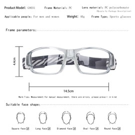 SooGree Gafas deportivas para Aldult, gafas protectoras para correr, gafas de fútbol de baloncesto, con absorción de impactos, correa ajustable (marco gris almohadilla blanca)