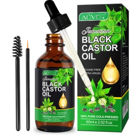 PIUSEQEW Jamaican Black Castor Oil, Organic Castor Oil 100% Pure Cold Pressed Black Castor Oil Essential Oils for Body Face & Skin, Eyebrows Growth, Skin Moisturizer, 60ml
