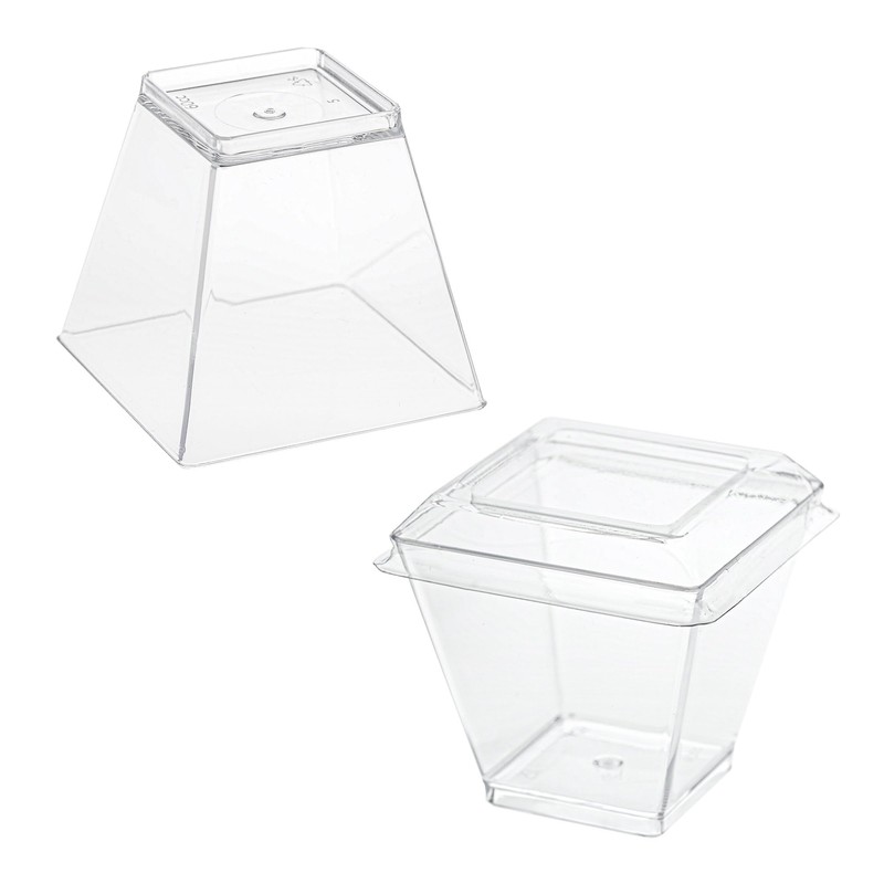 EURO CLASSIC Plastic Mini Dessert Cups/Dessert Bowls with Lids -