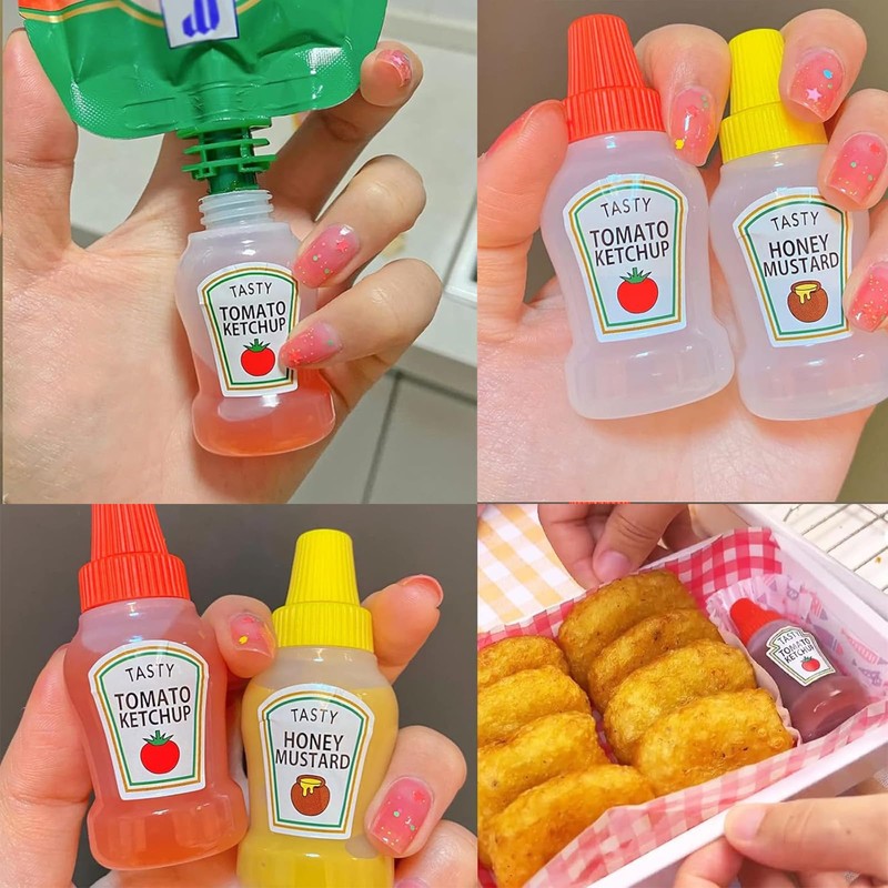 8 Pcs Mini Condiment Squeeze Bottles,25ml Condiment Squeeze Bottle,Plastic Portable