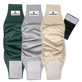 Pet Parents - Bandas de vientre lavables de alta calidad para perros varones y extensiones, paquete de 3 pañales para perros machos, envolturas para perros machos, pañales para perros machos de alta absorción, abeto, bandas grandes para el vientre para p