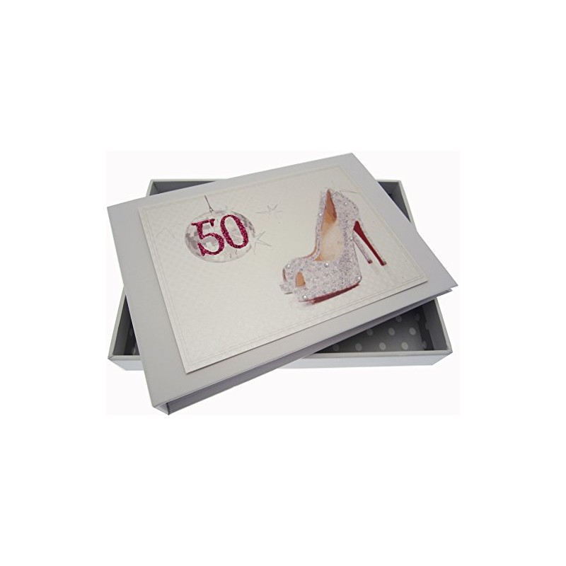 White Cotton Cards 50th Birthday Tiny Album Glitter Ball and