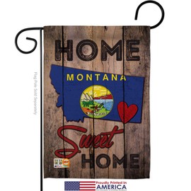 Ornament Collection GS191122-P3-03 State Montana Home Sweet Americana States Impressions Decorative Vertical 13" x 18.5" Garden Flag Set Metal Fansy Wall Bracket Hardware
