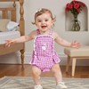 Baby Girl Summer Outfit Goose Embroidery Plaid Ruffled Trim Sleeveless