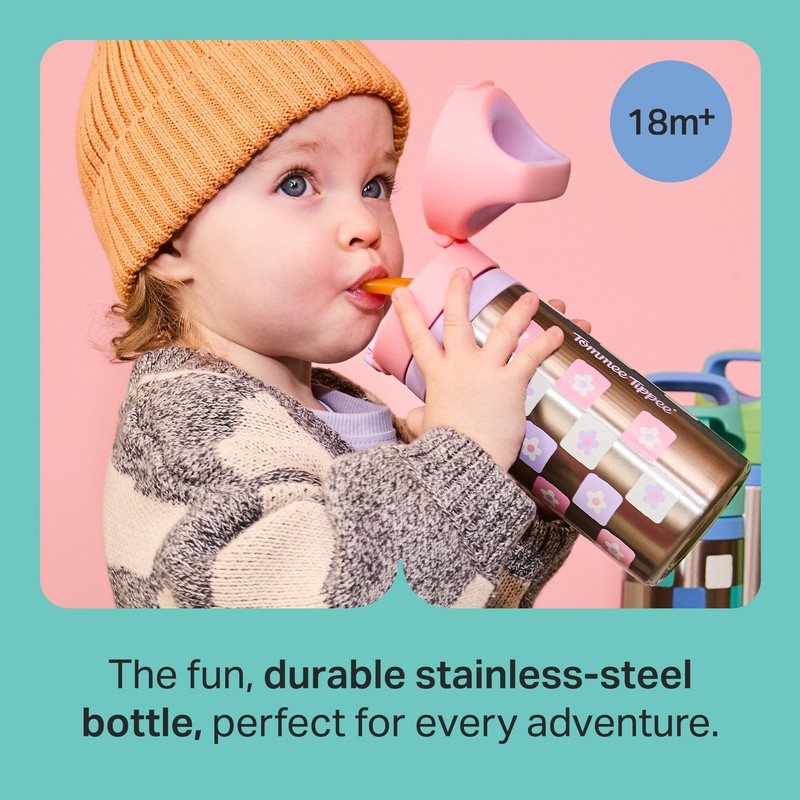 Tommee Tippee On The Go Insulated Straw Bottle 18m+ Stainless