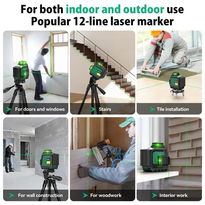 [2025 Upgraded] 3D laser level, Elikliv 3x360° Laser Marker, Green