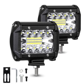 4 Inch LED Light Bar, 2PCS 240W LED Pods Light Bar, Quad Row LED Pods 12960LM Spot Flood Combo Off Road Light Triple Row LED Work Light Driving Fog Lamps for Pickup Truck ATV UTV SUV Boat Light