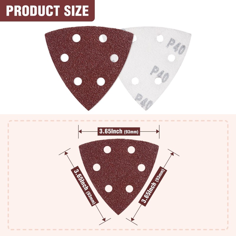 MIDO Professional Abrasive Triangle Sanding Pads 50 Pcs 93 mm