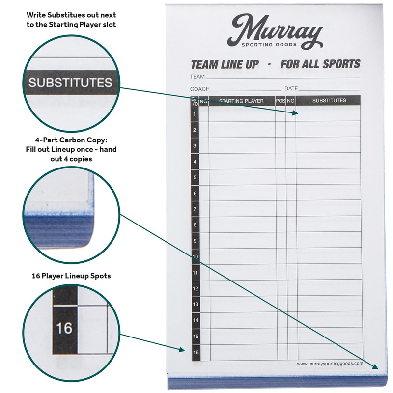 Murray Sporting Goods Baseball Scorebook & Baseball Lineup Card Bundle