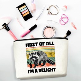 Sarcastic Raccoon Makeup Bag Funny Gifts Humor Cosmetic Bag Raccoon Gifts for Women Friend Sisters Daughter Zipper Pouchs Toiletry Bags for Camping Picnic Thanksgiving Christmas Friendship Gifts