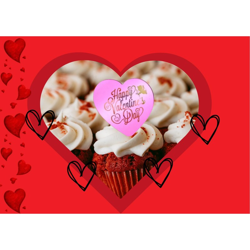 6x Valentine's Day Acrylic Cupcake Toppers Heart shaped Tags Valentines