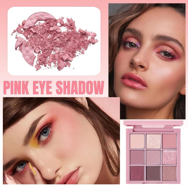 Pink Eyeshadow Palette & 9 Shades Eyeshadow Palette with Highly