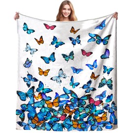 Magazasi Butterfly Blanket Beautiful Butterflies Gifts Throw Blanket Ultra Soft Blankets Lightweight Cozy for Women Girls Kids Adults 50"X40"INCH