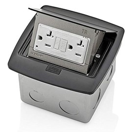 Leviton Pop-Up Floor Box with 20 Amp, Tamper-Resistant Self-Test GFCI Outlet, PFGF2-MB, Black