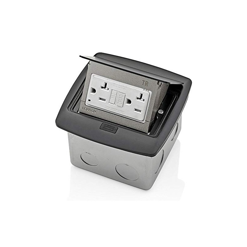 Leviton Pop-Up Floor Box with 20 Amp, Tamper-Resistant Self-Test GFCI