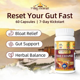 UQB 7 Day Cleanse with Herbal Saffron & Fo-Ti – Advanced Gut Detox Formula – Natural Bowel Support – 60 Capsules:_A bottle