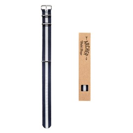 Archer Watch Straps - Classic Military Style Nylon Watch Strap (Navy/White, 20mm)