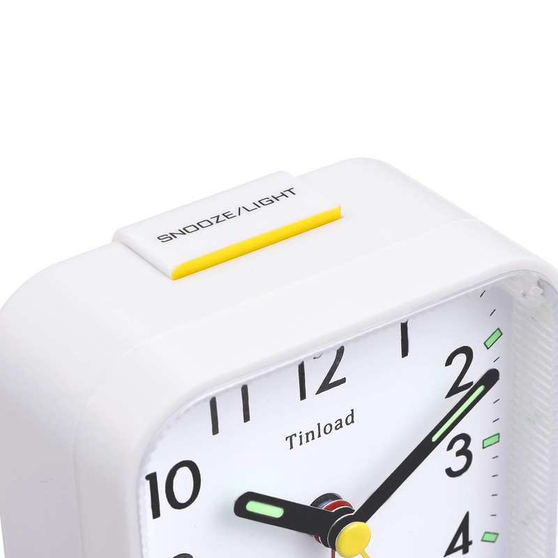 Tinload Small Battery Operated Analog Travel Alarm Clock Silent Non