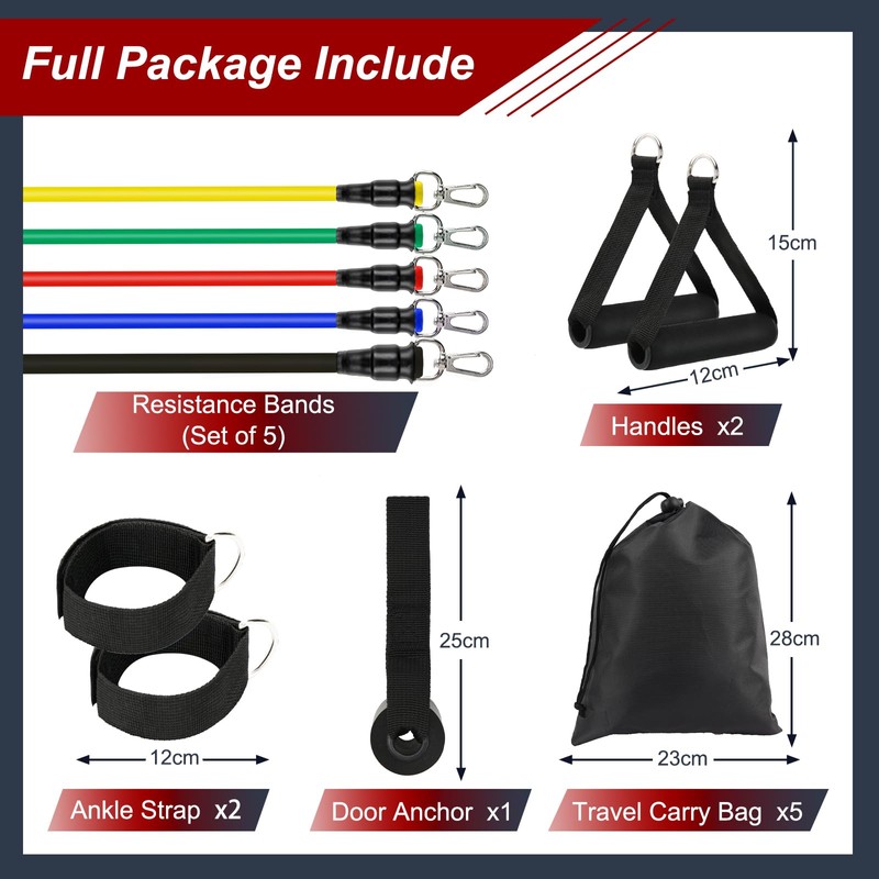 MR.TIMELAG 5 Pack Exercise Resistance Bands with Handles, 4.5-45 kg
