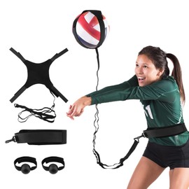 Volleyball Training Equipment Kit, Volleyball Spike Trainer, Volleyball Rebounder for Beginners, for Solo Practice of Serving Setting Spiking and Arm Swings Returns the Ball(Black)