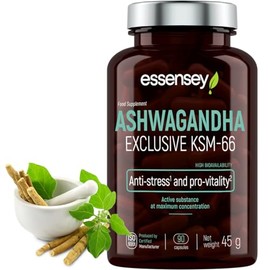 ESSENSEY - Ashwagandha I 200 mg I 90 Capsules I Ashwaghanda KMS-66 I 10 mg Vitanolide I Vegetarian & No Additives I KSM-66® Premium Raw Material I Cellulose Capsule