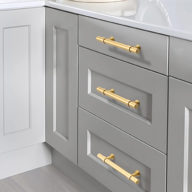 LONTAN 10 Gold Kitchen Handles 160mm Gold Cupboard Handles T-Shaped
