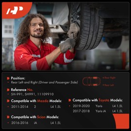 A-Premium Rear Brake Shoes Set Compatible with Toyota Yaris 2019-2020, Yaris iA 2017-2018 & Mazda 2 2011-2014 & Scion iA 2016, 1.5L, 2-PC