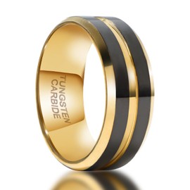 SX.man&sog 8mm rings for Men or Women,Two Tone Design Tungsten Carbide Wedding Ring for Men or Women (Black & Gold - 8mm, 10)
