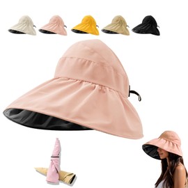 Womens Sun Hats for Women - Outdoor UV Protection Hollow Top Sun Hat, Wide Brim with Ponytail Hole Beach Summer Hat (US, Alpha, One Size, Pink Orange)