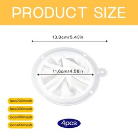 4 Pcs Food Filter Strainer, 200/300/400/450 Fine Mesh Strainers, Nylon Mesh Filter, Plastic Mesh Sieve, Fine Funnel Filter for Filtering Juice, Milk, Soy Milk, Coffee and Wine