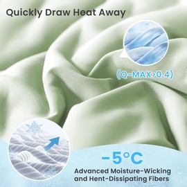 HYLEORY Cooling Comforter Twin Size - Summer Cooling Blanket for Hot Sleepers/Night Sweats, Double-Sided Cold Touch Silky Ice Comforters, Breathable Lightweight Beddings, Cool Green, 68"x90"