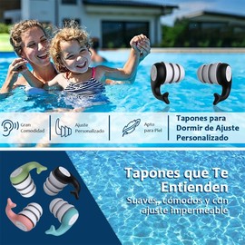 Tapones para Oídos de Natación Impermeable 4 Pares, Cómodo Portátil, Tapones Silicona Reutilizable con Caja, Protectores Auditivos Reducción de Ruido para Adultos Hombres Mujeres Dormir Nadar Viaje