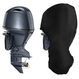 Outboard Motor Cover Black Heavy Duty 420D Oxford Fabric Waterproof Outboard Engine Cover Boat Motor Cover Muffs for Most Motor(175-225 HP)