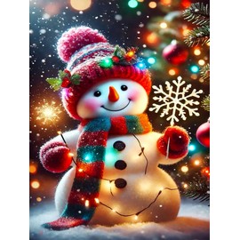 igoodom Diamond Art Kits for Adults, Christmas Diamond Painting Kit, Full Drill Round Christmas Snowman Diamond Art Kits, DIY Gem Art and Crafts for Home Wall Decor Gift 12x16inch