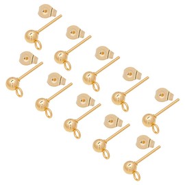 UNICRAFTALE 50 Pieces (25 Pairs) Stainless Steel Ball Stud Earrings 0.7 mm Pin Ball Earrings DIY Accessories Golden Ball Stud Earrings Craft Ear Hooks Metal Earrings Accessories for DIY Jewellery