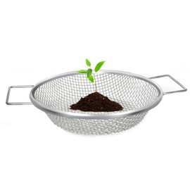 Round Soil Sifter, 1/4 inch Mesh, Stainless Steel Garden Sieve with Handles for 5-Gallon Bucket