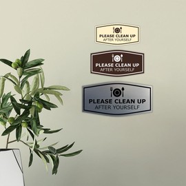 Signs ByLITA Fancy Please Clean Up After Yourself Sign (Brushed Silver) - Small
