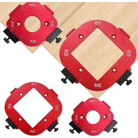Corner Radius Milling Template R10-R50, Milling Template Planer Multifunctional, Planer Milling Template, Wardrobe Corner, Rounded Corners Milling Machine Grinding Tool, Used for Woodworking (Red)