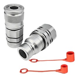 Hydraulic Flat Face Quick Release Couplings Set, Including Female and Male Caps (3/8" BSP)