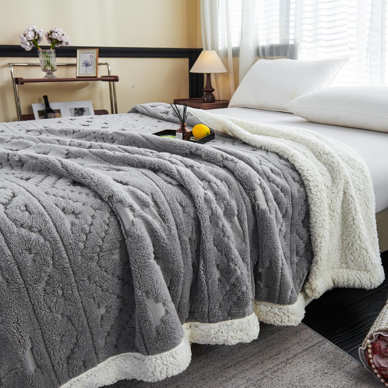 Large Bohemian Bed Blanket 80'' × 90'', Light Grey