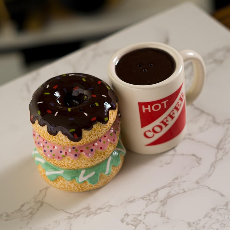 Pacific Giftware Morning Brew and Donut Shop Salt and Pepper